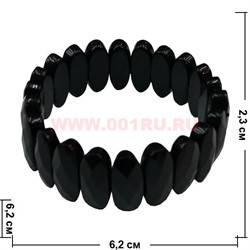 Браслет из граненых овалов из черного агата - фото 98074