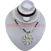 Колье-бусы (H-94) Серебристый цветок цена за упаковку из 12шт