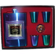 Набор неоновый Jim Beam Фляга 8 унций и 4 стаканчика