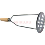 Толкушка металлическая с деревянной ручкой