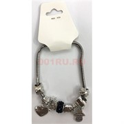 Браслет «Pandora» с цветными стразами и подвесками 12 шт/упаковка (BR-476)