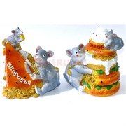Фигурка из полистоуна (KR-03) «Крыса» с тортом символ 2020 года 144 шт/кор