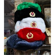 Шапка ушанка меховая со звездой цвета в ассортименте