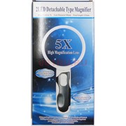 Magnifier (77390B) Лупа ручная круглая 5x-90мм для чтения, с подсветкой (2 LED), черно-белая