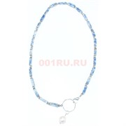 Бусы (размер бусины 1,1x0,4x0,4 см) из содалита с жемчугом 45 см
