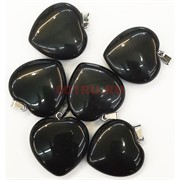 Сердце подвеска 3x3 см из черного агата (цена за 1 шт)