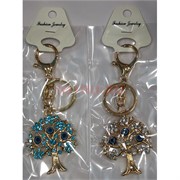 Брелок для ключей со стразами «дерево сглаз» с карабином 12 шт/упаковка