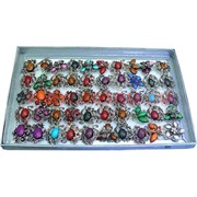 Кольца (M-1008) серебристые с камнем 50 шт/упаковка