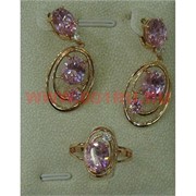Набор серьги и кольцо "Тоскания" под розовый квисталл размер 17-20