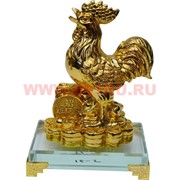 Петух 13,5 см (ZM16-5) полистоун на стеклянной подставке (символ 2017 года)