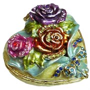 Шкатулка со стразами "Сердце с букетом роз"